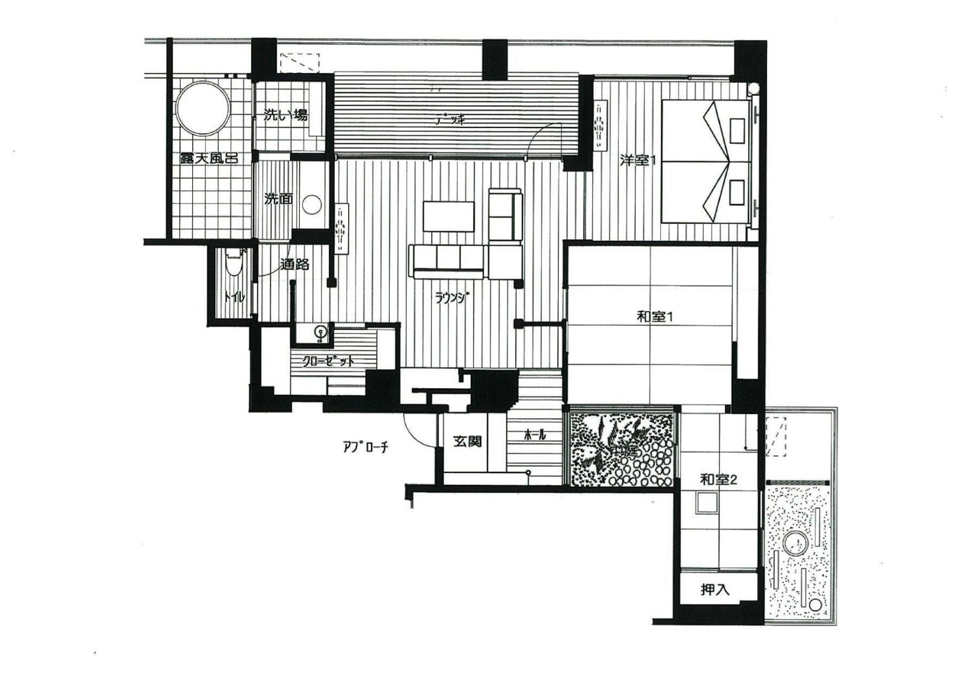 Amane Resort Seikai Beppu Camera foto A floor plan of a Japanese apartment